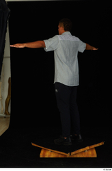 Whole Body Man T poses Black Shirt Pants Average Standing Studio photo references
